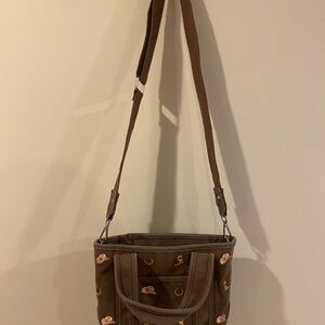 Madden Girl Brown Canvas Cowboy Rare Crossbody Tote
